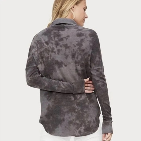 Michael Stars Tie-Dye Turtleneck Ribbed Sweater Comfy Loungewear Thermal Gray - Picture 3 of 9